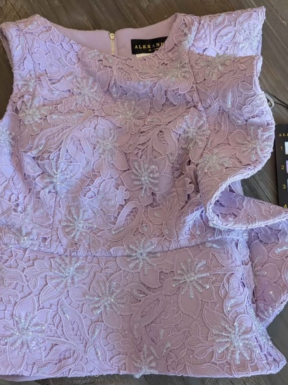 Alexander By Daymor Floral Lace Embellished Lilac Top